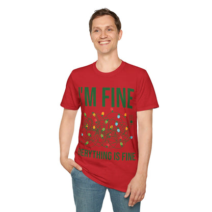 Funny I'm Fine Everything Is Fine Christmas Lights Xmas T-Shirt Men Women