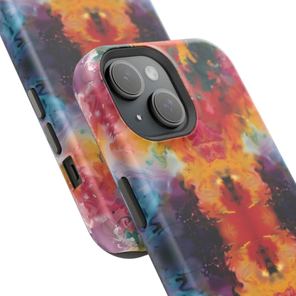 Tie-Dye Dream Vibrant Pattern iPhone 13 14 15 Pro Max Plus Case Compatible with MagSafe Tough Cases Protection, Magnetic Phone Case for iPhone  Classic Series