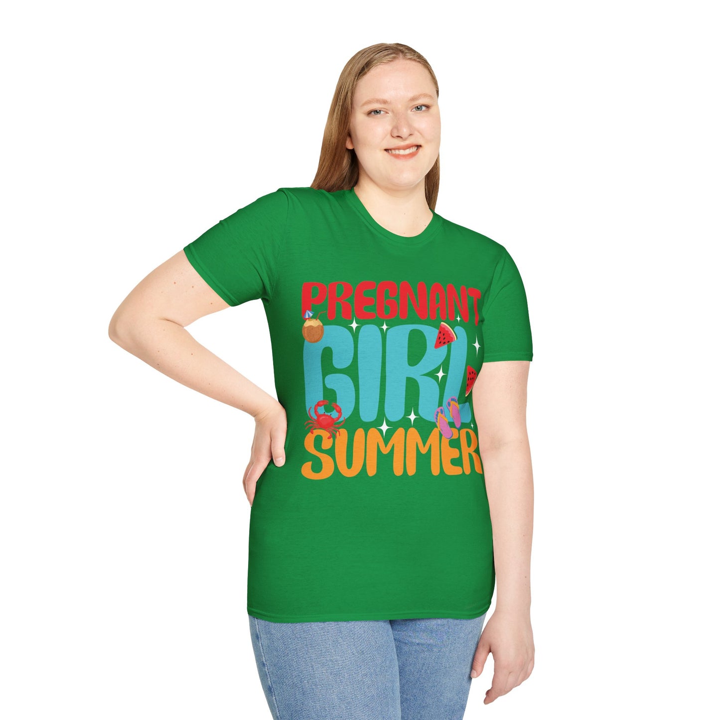 Groovy Pregnancy Reveal Pregnant Girl Summer T-Shirt For Baby Shower T-Shirt