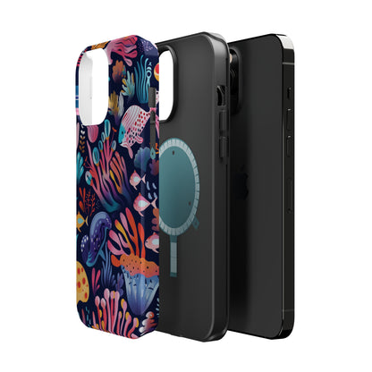 Underwater World Pattern iPhone 13 14 15 Pro Max Plus Case Compatible with MagSafe Tough Cases Protection, Magnetic Phone Case for iPhone  Classic Series