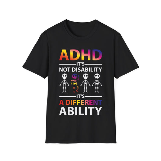 ADHD Its Not Disability Its A Different Ability Skeleton Retro T-Shirt Men Women