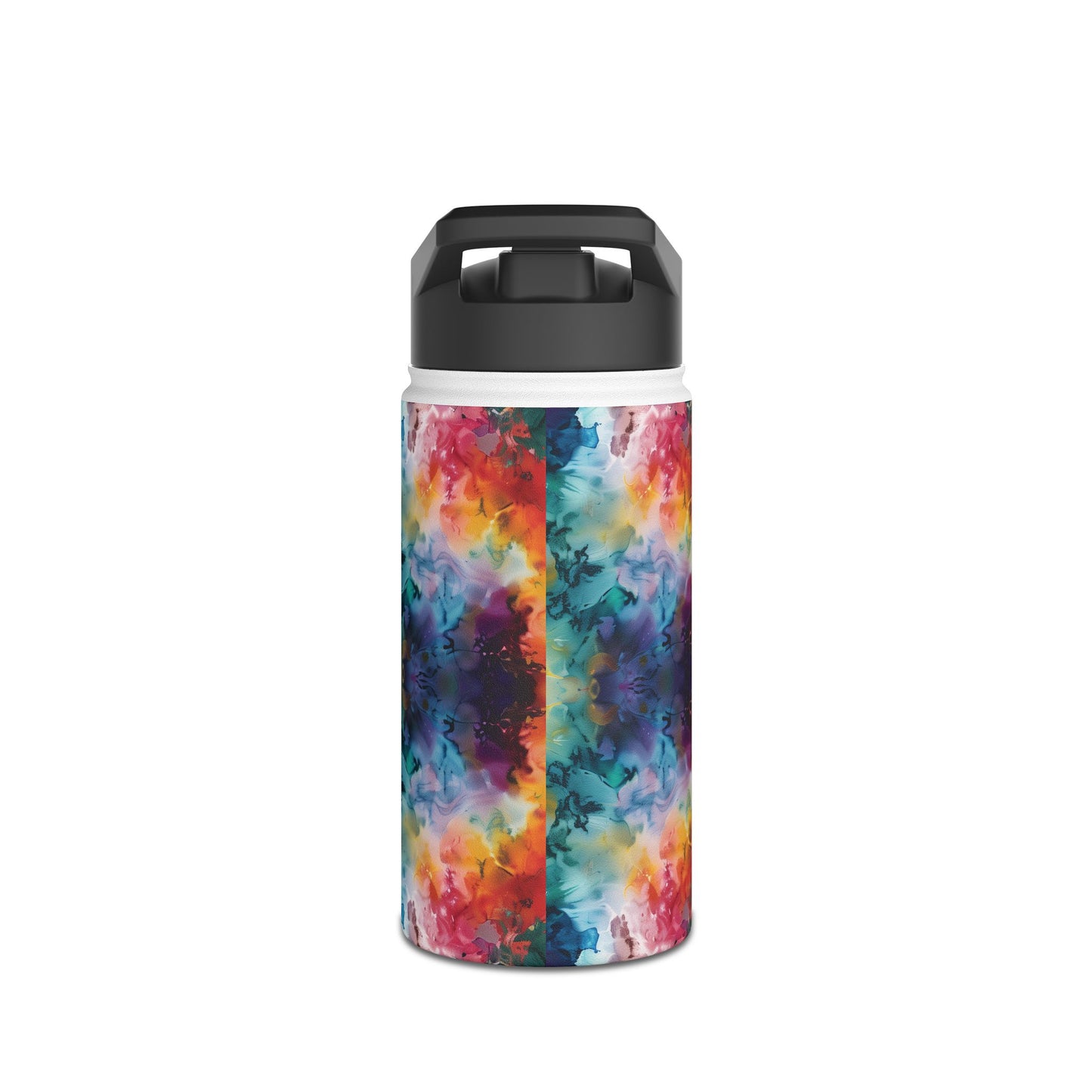 Template Tie-Dye Dream Vibrant Pattern Stainless Steel Water Bottle with Twist-on Lid and Double-Wall Vacuum Insulation