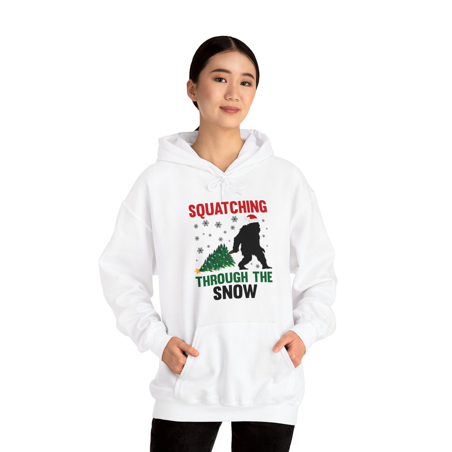 Squatching Through The Snow Funny Bigfoot Christmas Sasquatch Hoodie