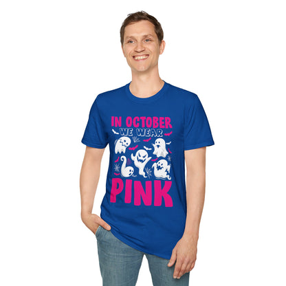 Groovy Wear Pink Breast Cancer Warrior Cute Ghost Halloween T-Shirt