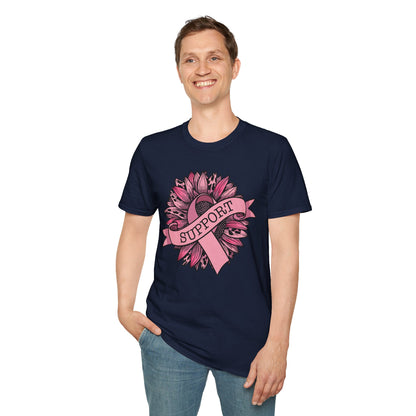 Sunflower Pink Breast Cancer Awareness Women Warrior T-Shirt For Men Women