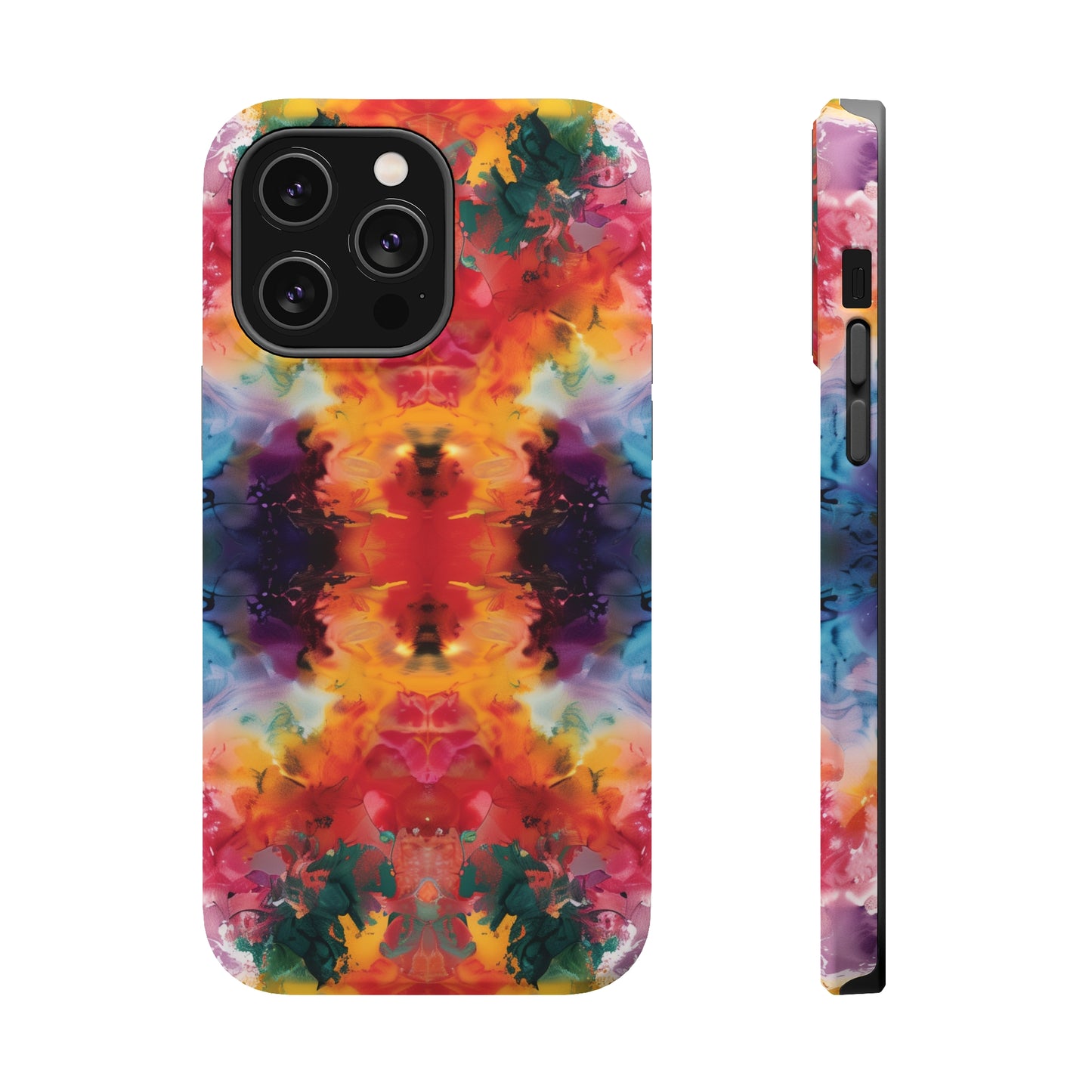 Tie-Dye Dream Vibrant Pattern iPhone 13 14 15 Pro Max Plus Case Compatible with MagSafe Tough Cases Protection, Magnetic Phone Case for iPhone  Classic Series