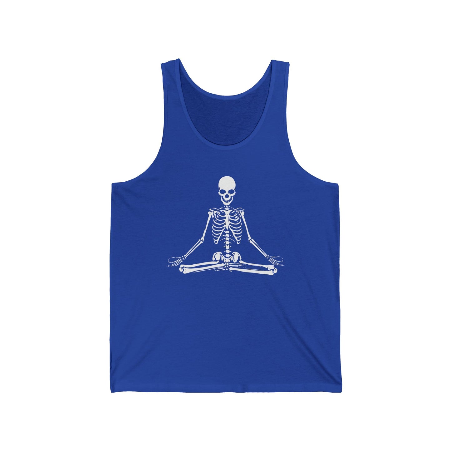 Meditating Skeleton Funny Freaky Yoga Zen Balance Halloween Costume Top for Men Women Tank top