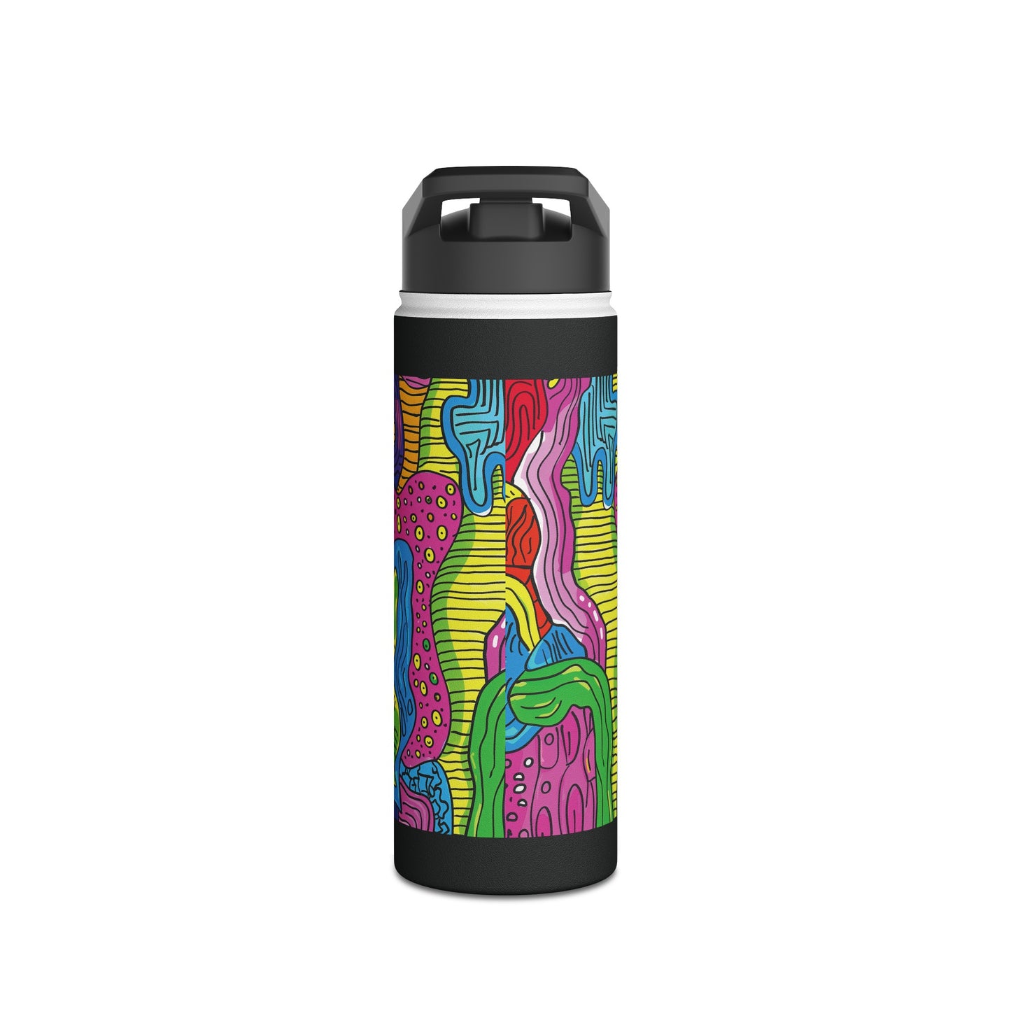 Abstract Rainbow Colored Pattern Stainless Steel Water Bottle with Twist-on Lid and Double-Wall Vacuum Insulation