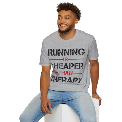 Funny Running Is Cheaper Than Therapy Exercise Gym T-Shirt