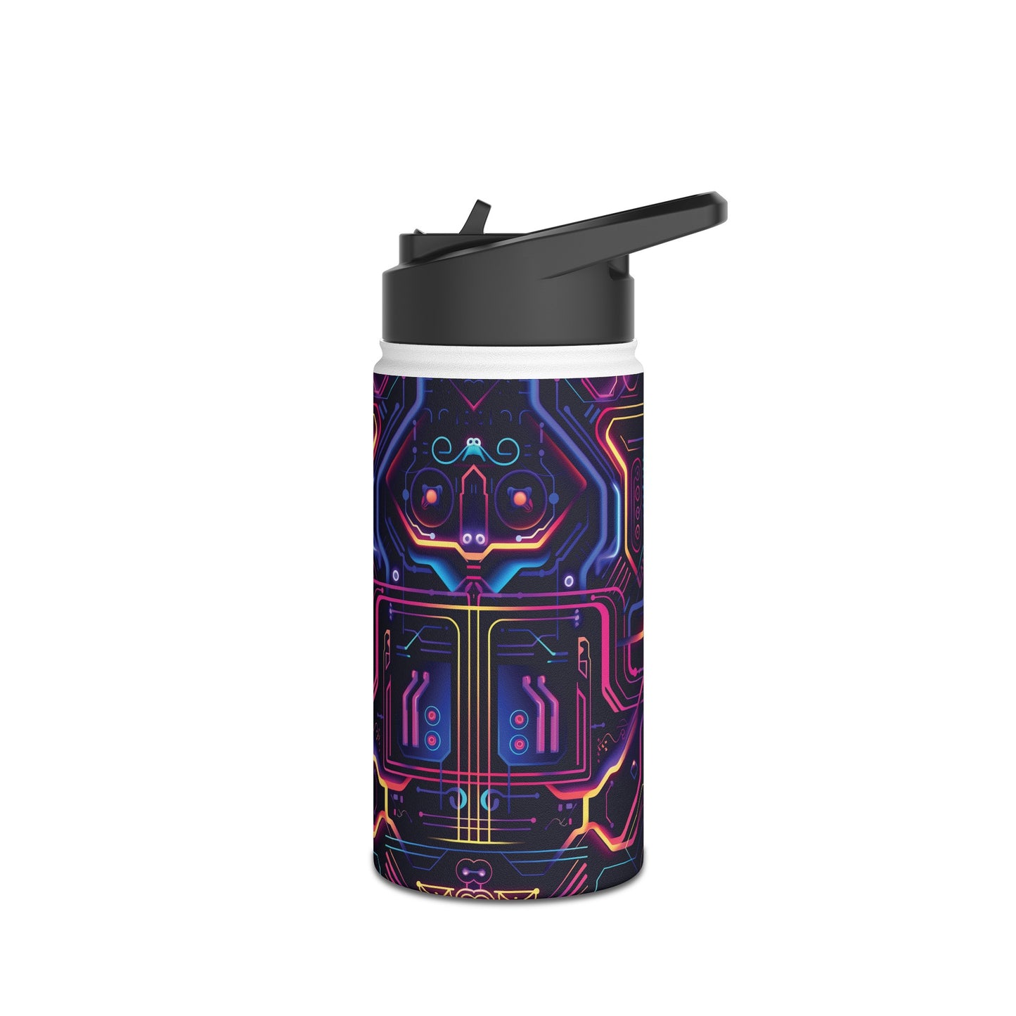 Cyberpunk Neon Vibrant Color Pattern Stainless Steel Water Bottle with Twist-on Lid and Double-Wall Vacuum Insulation