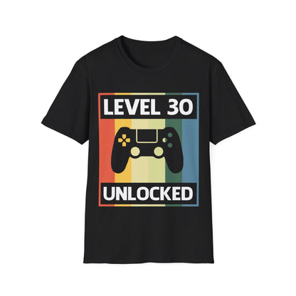 Funny Level 30 Unlocked Video Gamer Gaming 30th Birthday T-Shirt for Men Women