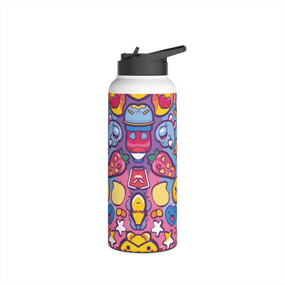 Kawaii Candyland Pattern Stainless Steel Water Bottle with Twist-on Lid and Double-Wall Vacuum Insulation