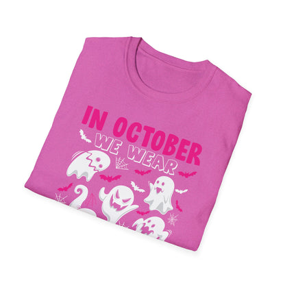 Groovy Wear Pink Breast Cancer Warrior Cute Ghost Halloween T-Shirt