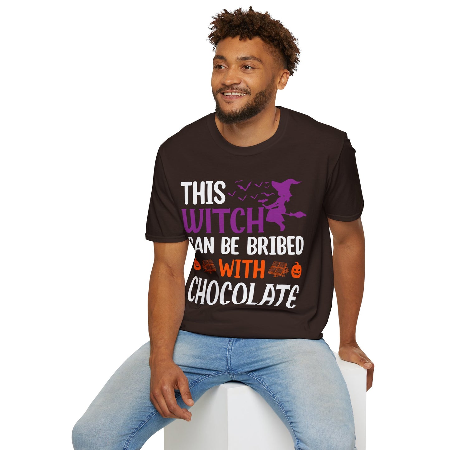 Funny Halloween This Witch Can Be Bribed With Chocolate Lovers Halloween Party T-Shirt Girls Women