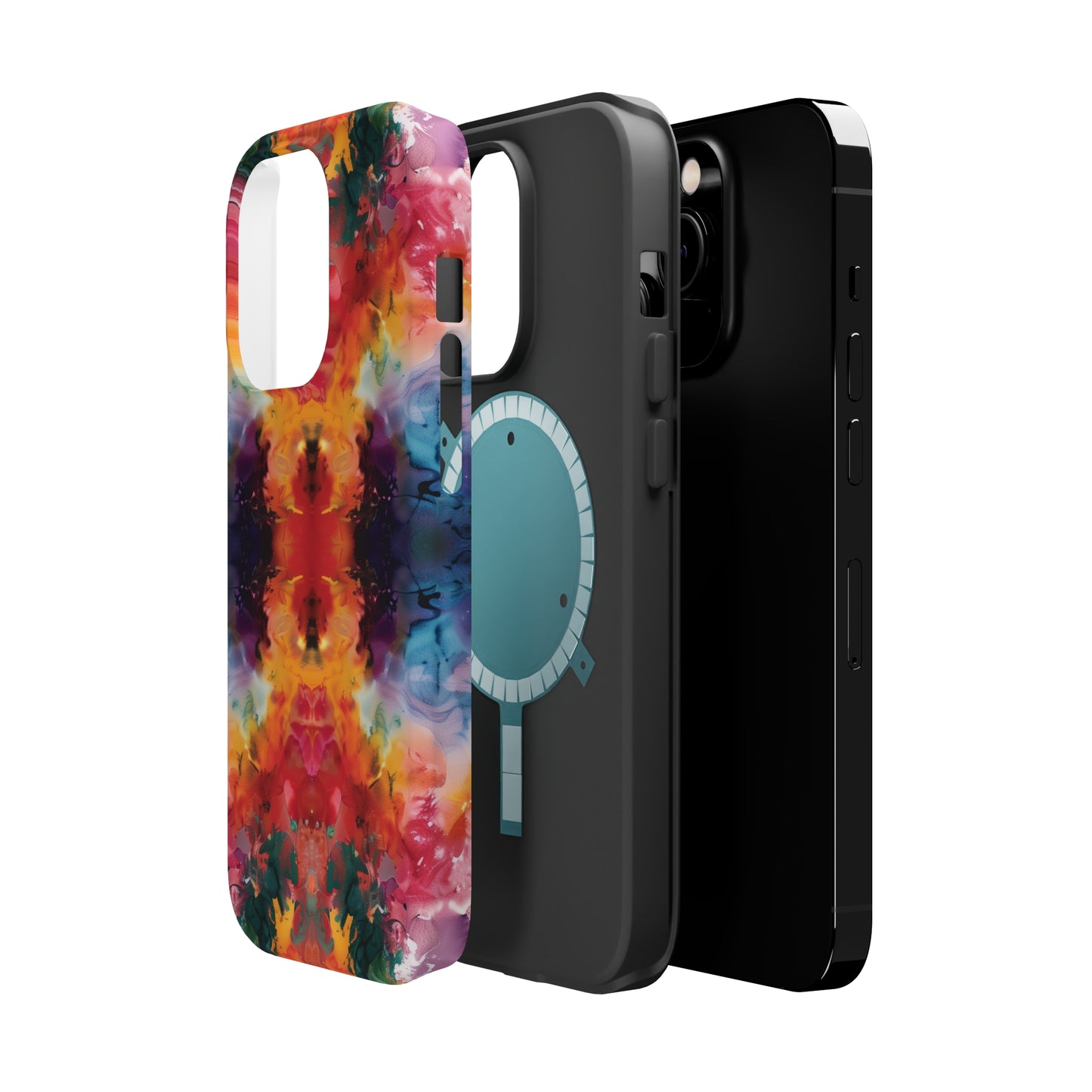 Tie-Dye Dream Vibrant Pattern iPhone 13 14 15 Pro Max Plus Case Compatible with MagSafe Tough Cases Protection, Magnetic Phone Case for iPhone  Classic Series