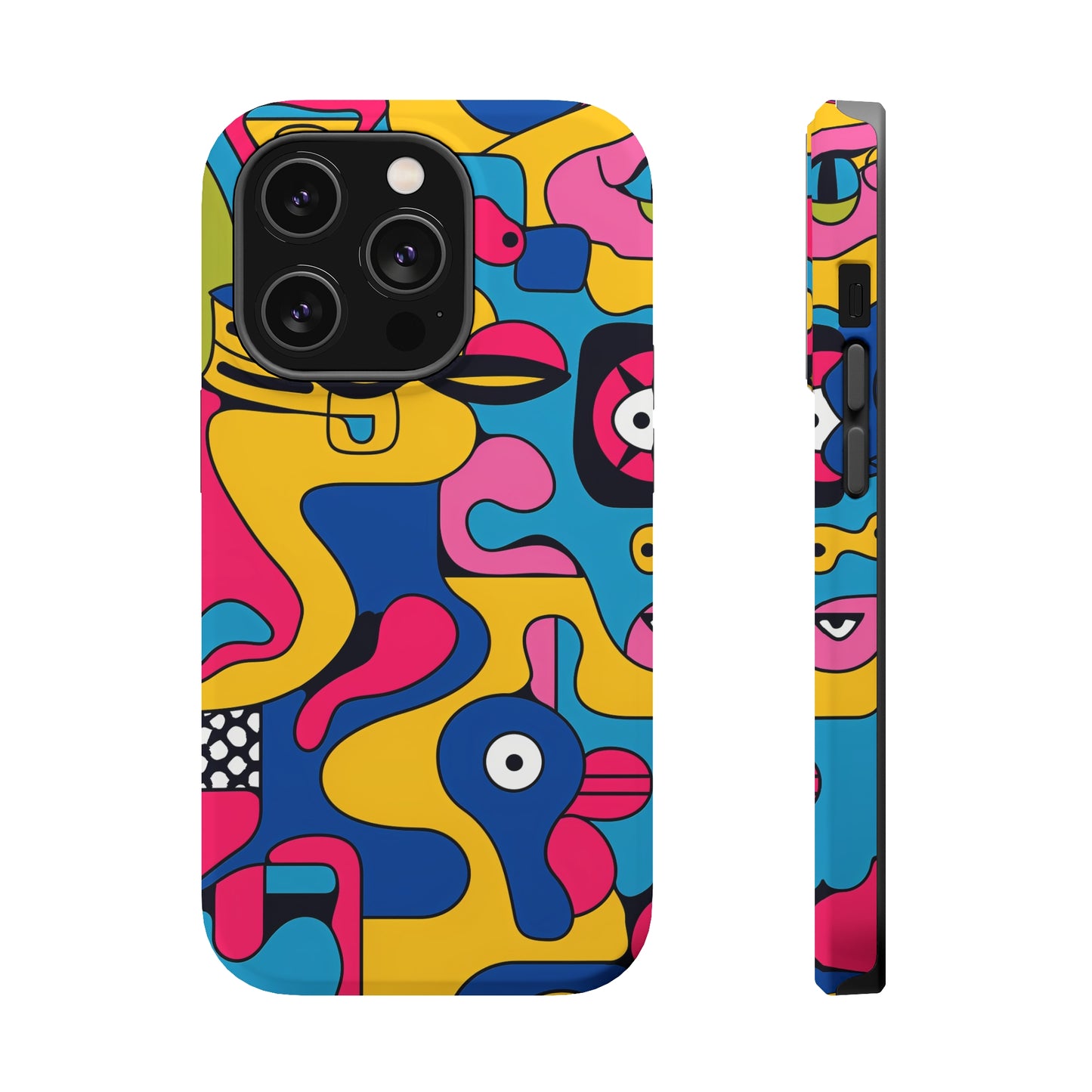 Pop Culture Fun Pattern iPhone 13 14 15 Pro Max Plus Case Compatible with MagSafe Tough Cases Protection, Magnetic Phone Case for iPhone  Classic Series