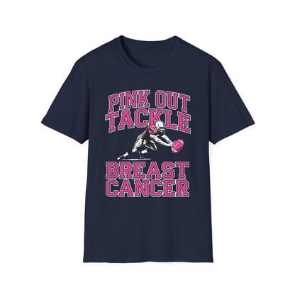 Funny Pink Out Tackle Breast Cancer Awareness American Football T-Shirt For Men Women
