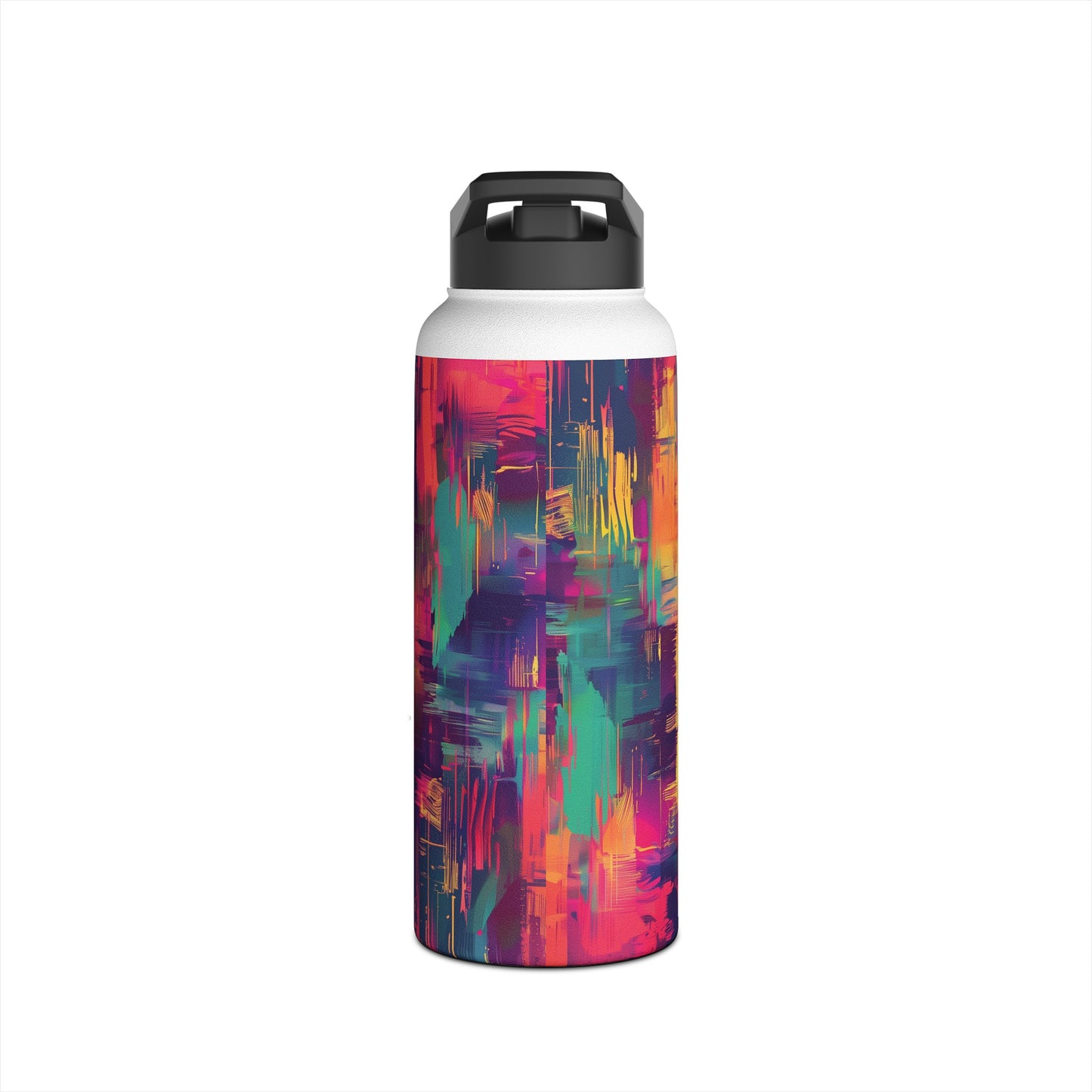 Glitch Art Pattern Stainless Steel Water Bottle with Twist-on Lid and Double-Wall Vacuum Insulation