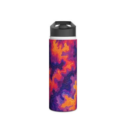 Electric Sunrise Pattern Stainless Steel Water Bottle with Twist-on Lid and Double-Wall Vacuum Insulation