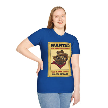 Vintage Pug Wanted Poster Cute Western Cowboy Funny Pug Dog T-Shirt For Men Women T-Shirt