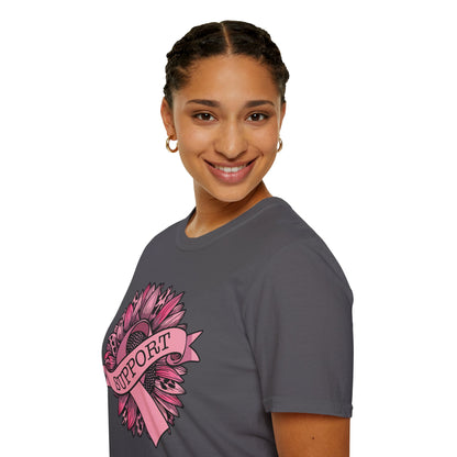 Sunflower Pink Breast Cancer Awareness Women Warrior T-Shirt For Men Women
