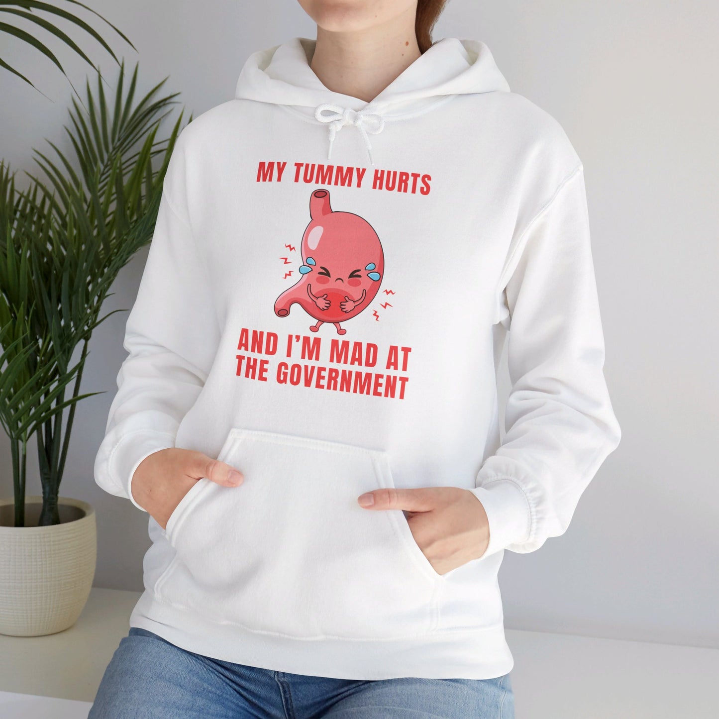 Funny My Tummy Hurts And I'm MAD At The Government Meme Sarcastic Hoodie