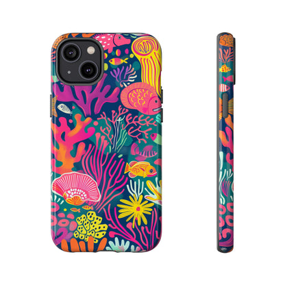 Underwater World Vibrant Pattern iPhone 13 14 15 16 Pro Max Plus Case Wireless Charging Compatible Tough Cases Protection, Magnetic Phone Case for iPhone Classic Series