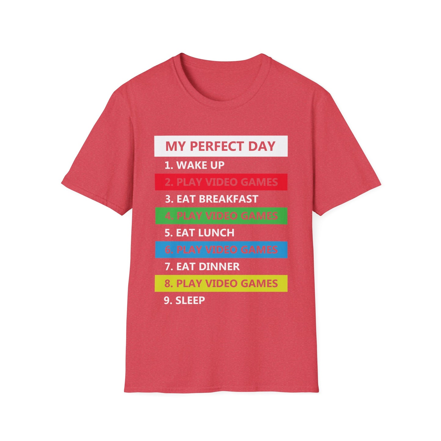 Funny My Perfect Day of Gamer Video Games Gaming T-Shirt Funny Kids Tee Top