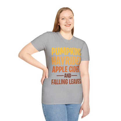 Pumpkins Hayrides Apple Cider & Falling Leaves Halloween T-Shirt Men Women