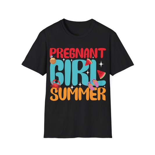 Groovy Pregnancy Reveal Pregnant Girl Summer T-Shirt For Baby Shower T-Shirt