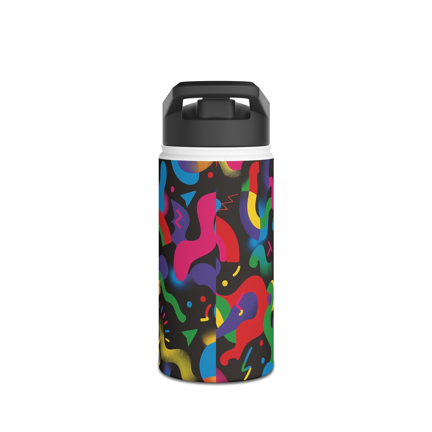 Pop Culture Fun Vibrant Pattern Stainless Steel Water Bottle with Twist-on Lid and Double-Wall Vacuum Insulation