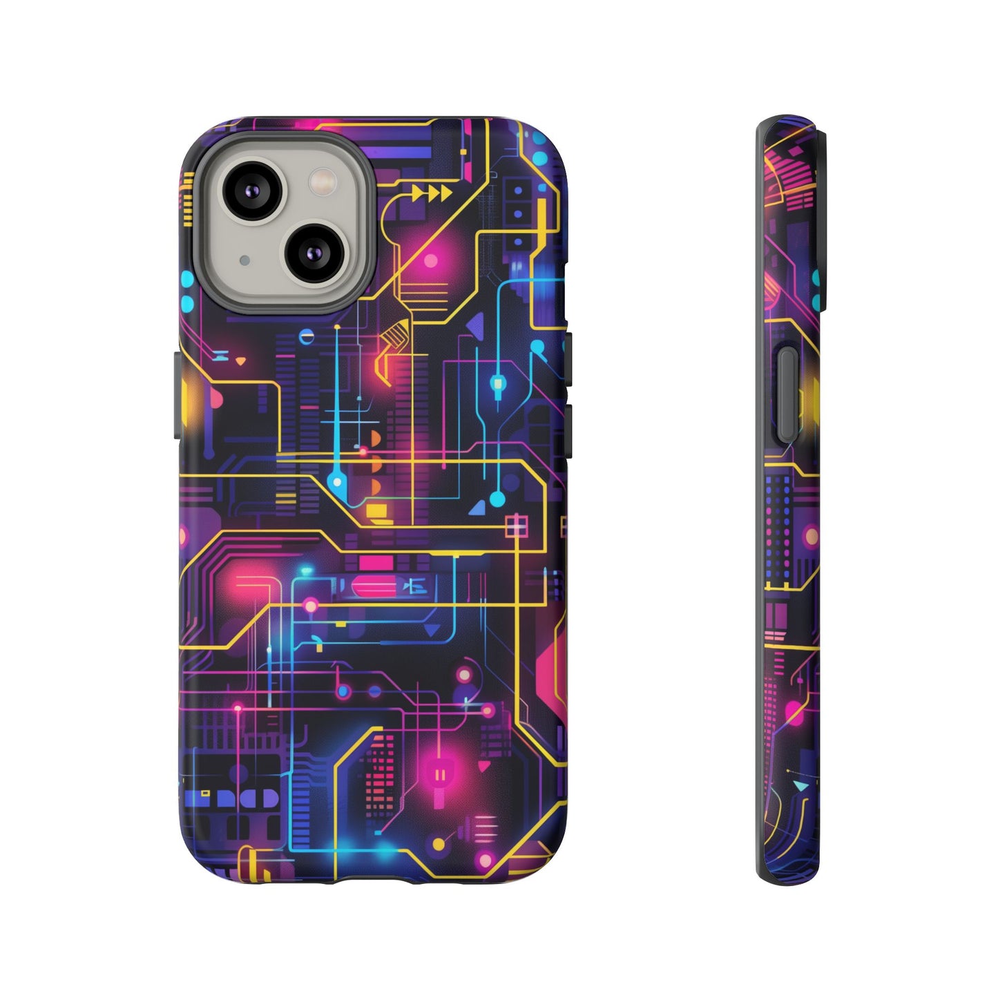 Cyberpunk Neon Vibrant Pattern iPhone 13 14 15 16 Pro Max Plus Case Wireless Charging Compatible Tough Cases Protection, Magnetic Phone Case for iPhone Classic Series