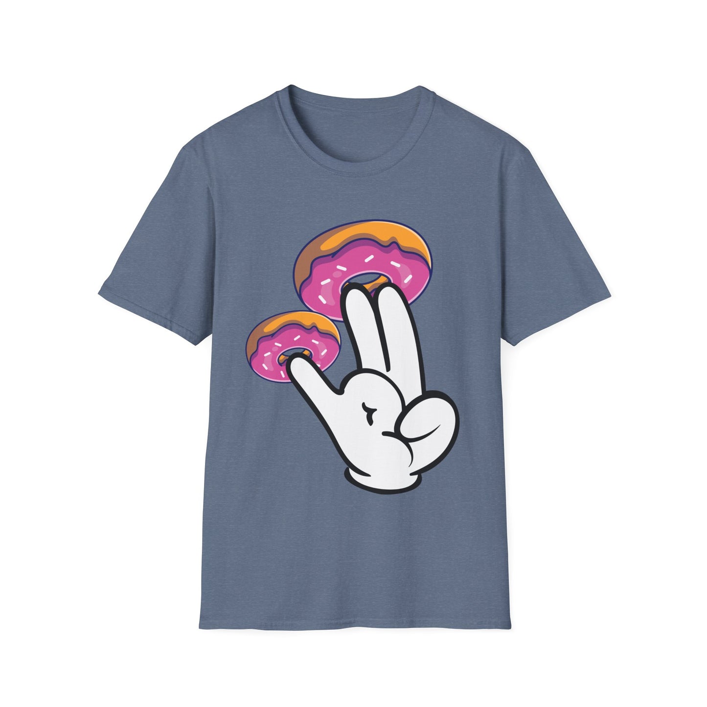 Funny Donuts with The Shocker Hand 2 and 1 Fingers Donut Lovers Humor Tshirt Men