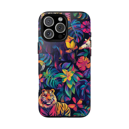 Animal Collage Vibrant Pattern iPhone 13 14 15 16 Pro Max Plus Case Wireless Charging Compatible Tough Cases Protection, Magnetic Phone Case for iPhone Classic Series