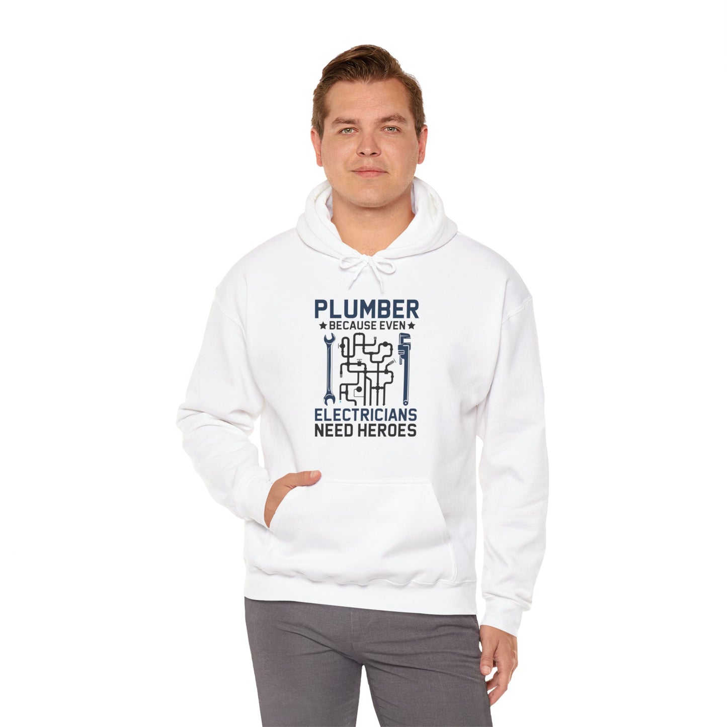 Plumber Because Even Electricians Need Heroes Funny Plumbers Hoodie For Men Women Hoodie