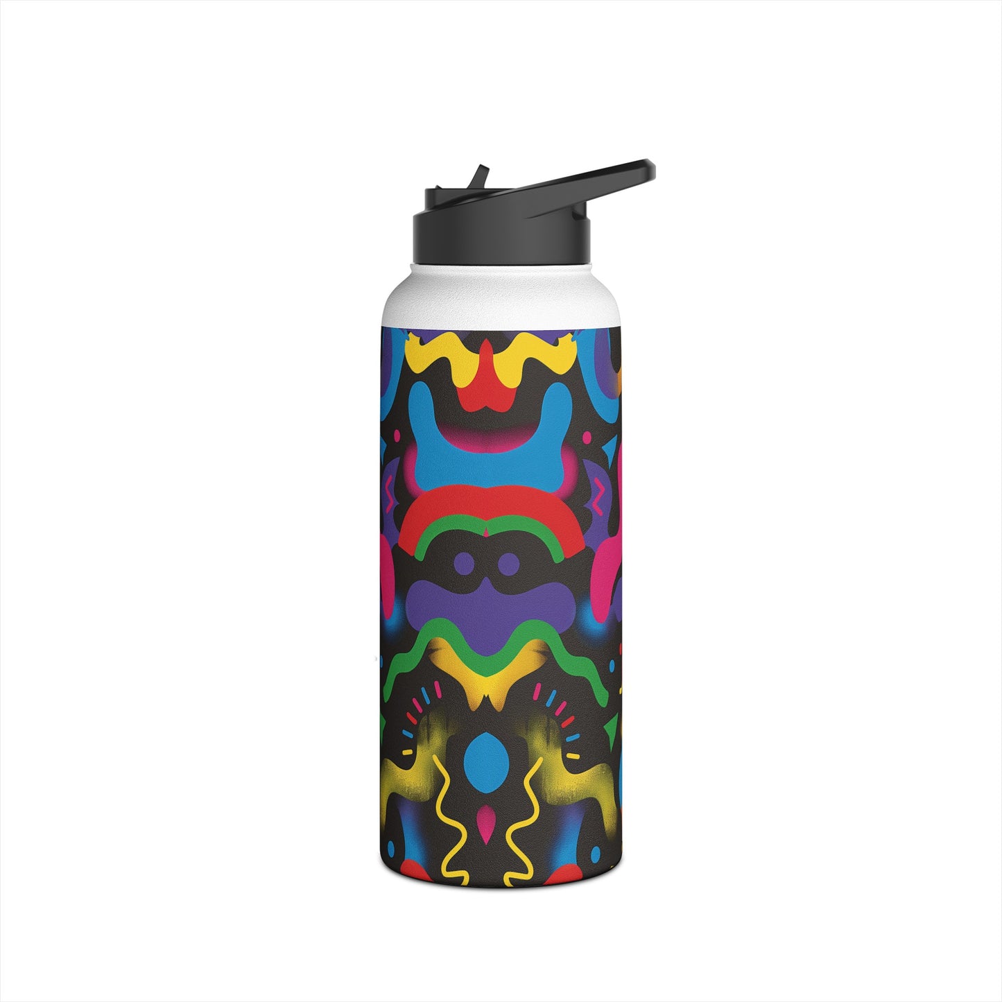 Pop Culture Fun Vibrant Pattern Stainless Steel Water Bottle with Twist-on Lid and Double-Wall Vacuum Insulation