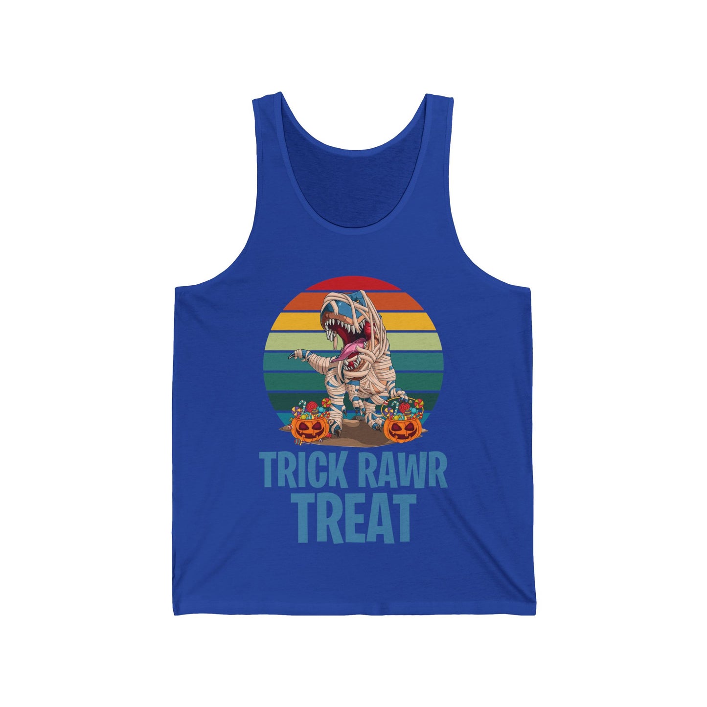 Funny Trick Rawr Treat Halloween Costume Pumpkin Dinosaur Candy T-Rex Lovers Tank Top Men Women