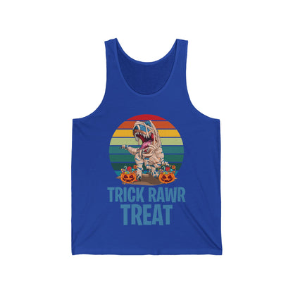 Funny Trick Rawr Treat Halloween Costume Pumpkin Dinosaur Candy T-Rex Lovers Tank Top Men Women