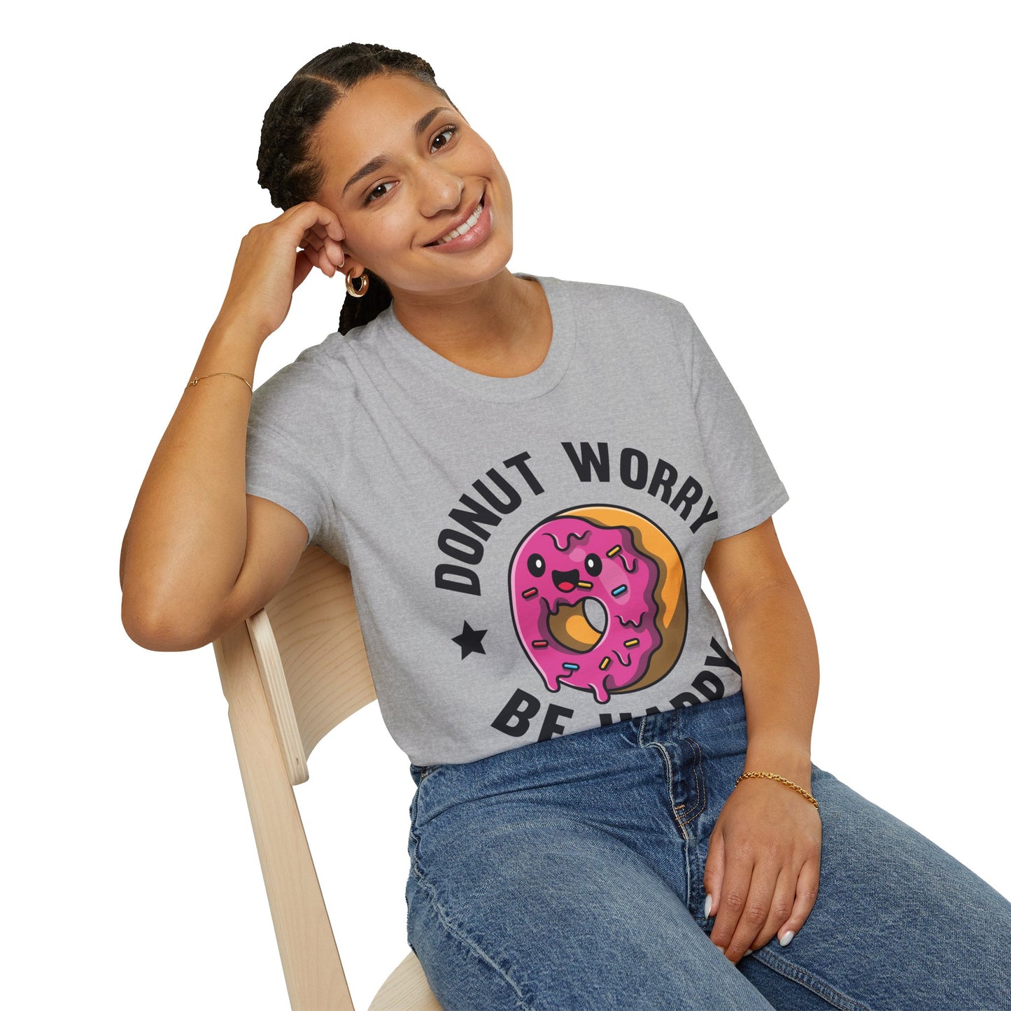 Funny Donut Worry Be Happy Foodie Donut Lovers T-Shirt For Men Women T-Shirt