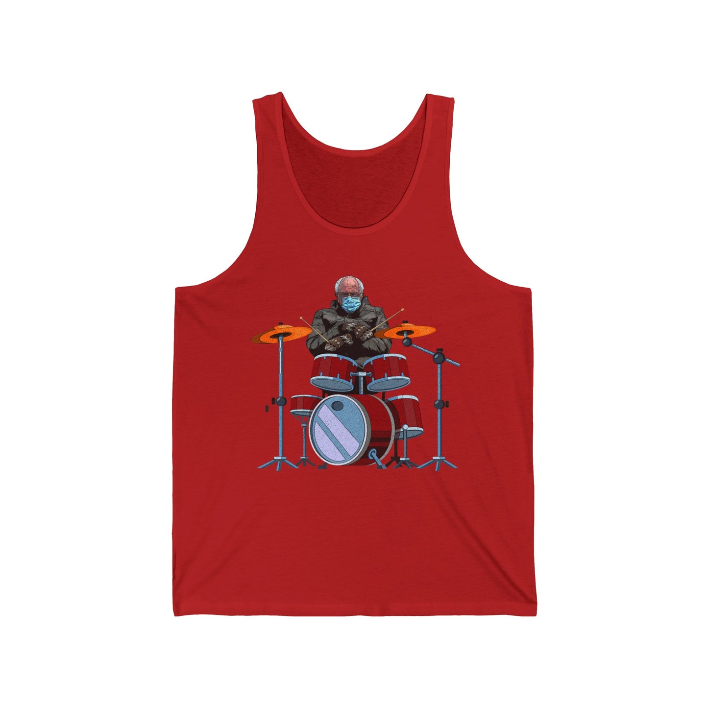 Bernie Sanders Drummer Inauguration Mittens Meme Sitting Drums Tank Tops For Men Women