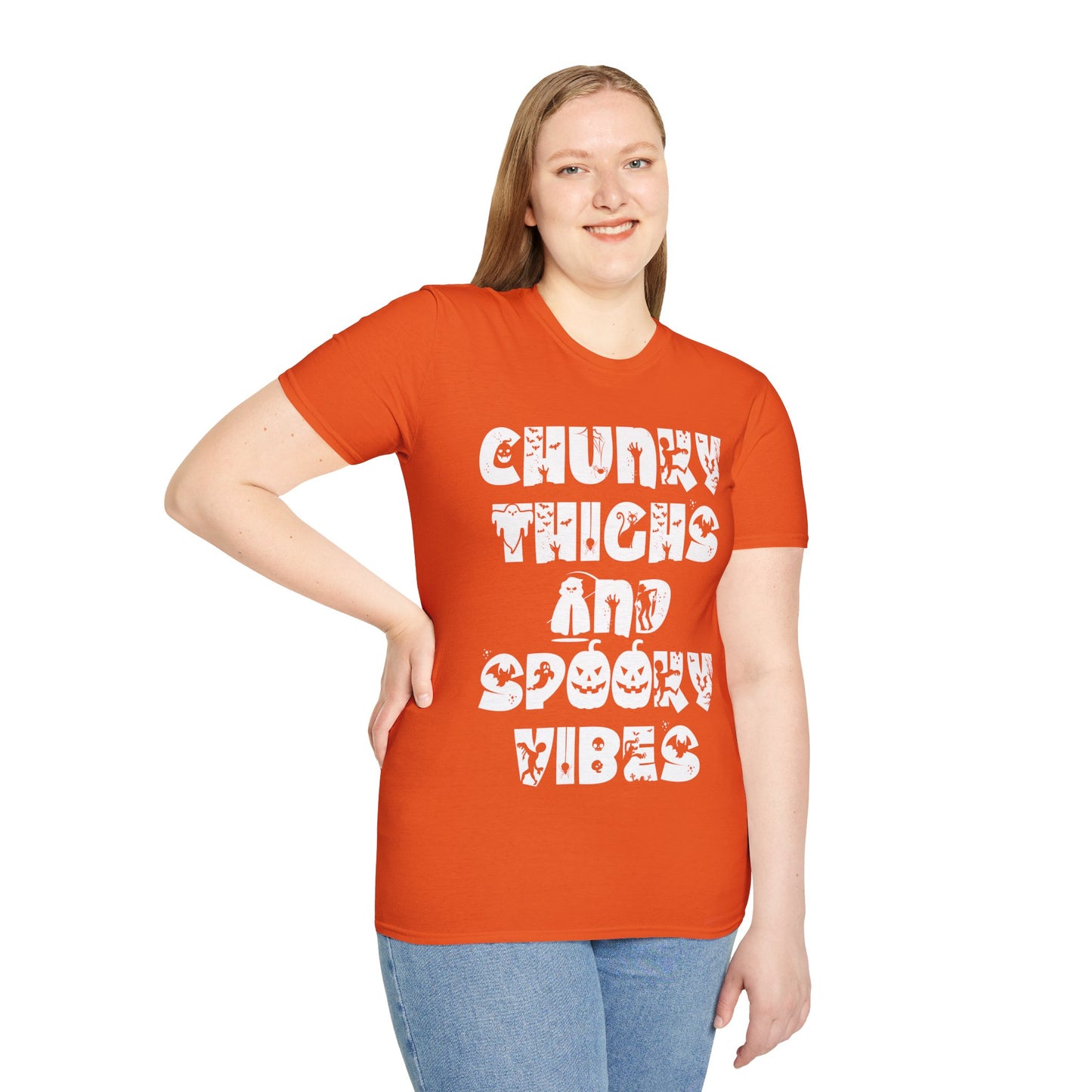 Funny Chunky Thighs and Spooky Vibes Halloween Women's T-Shirt