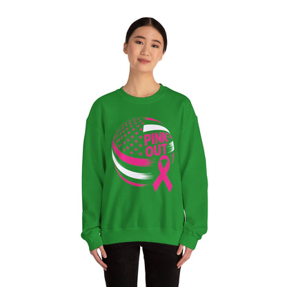 Volley Ball Pink Ribbon Breast Cancer Awearness USA Flag Sweatshirt For Men Women