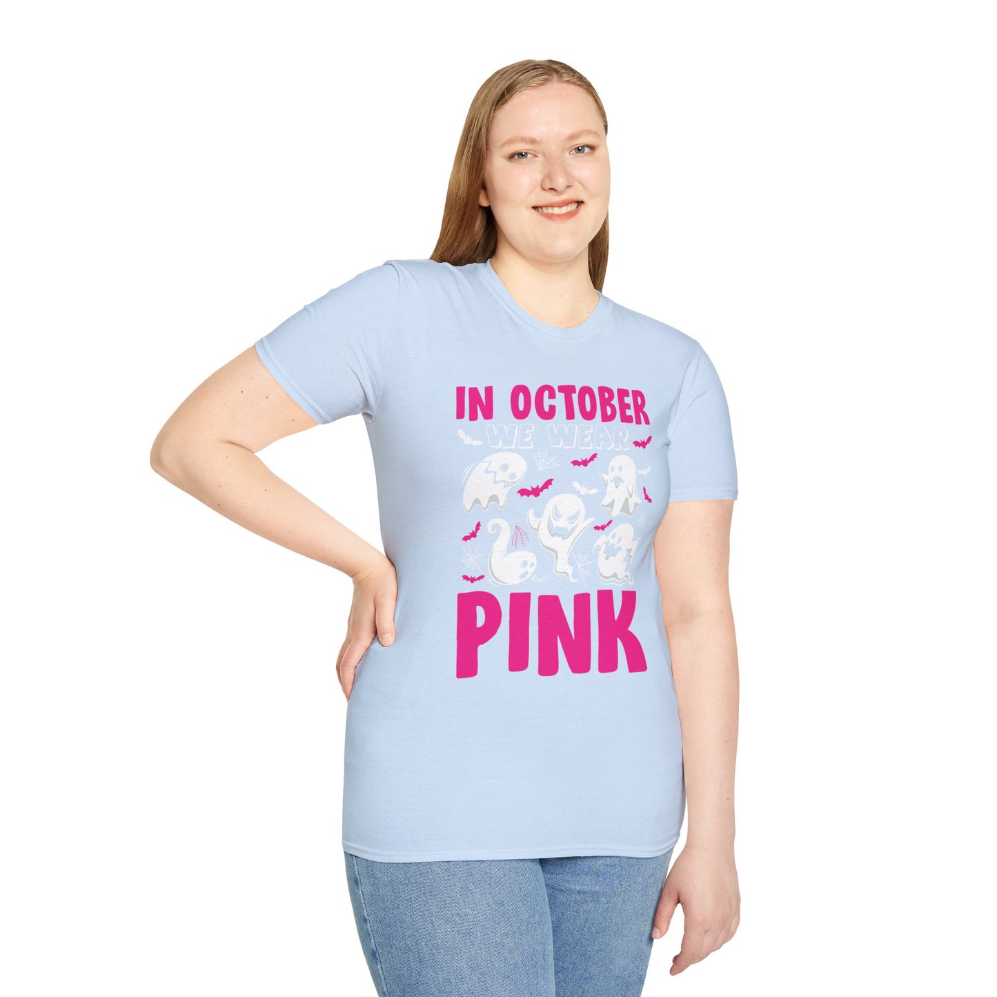 Groovy Wear Pink Breast Cancer Warrior Cute Ghost Halloween T-Shirt