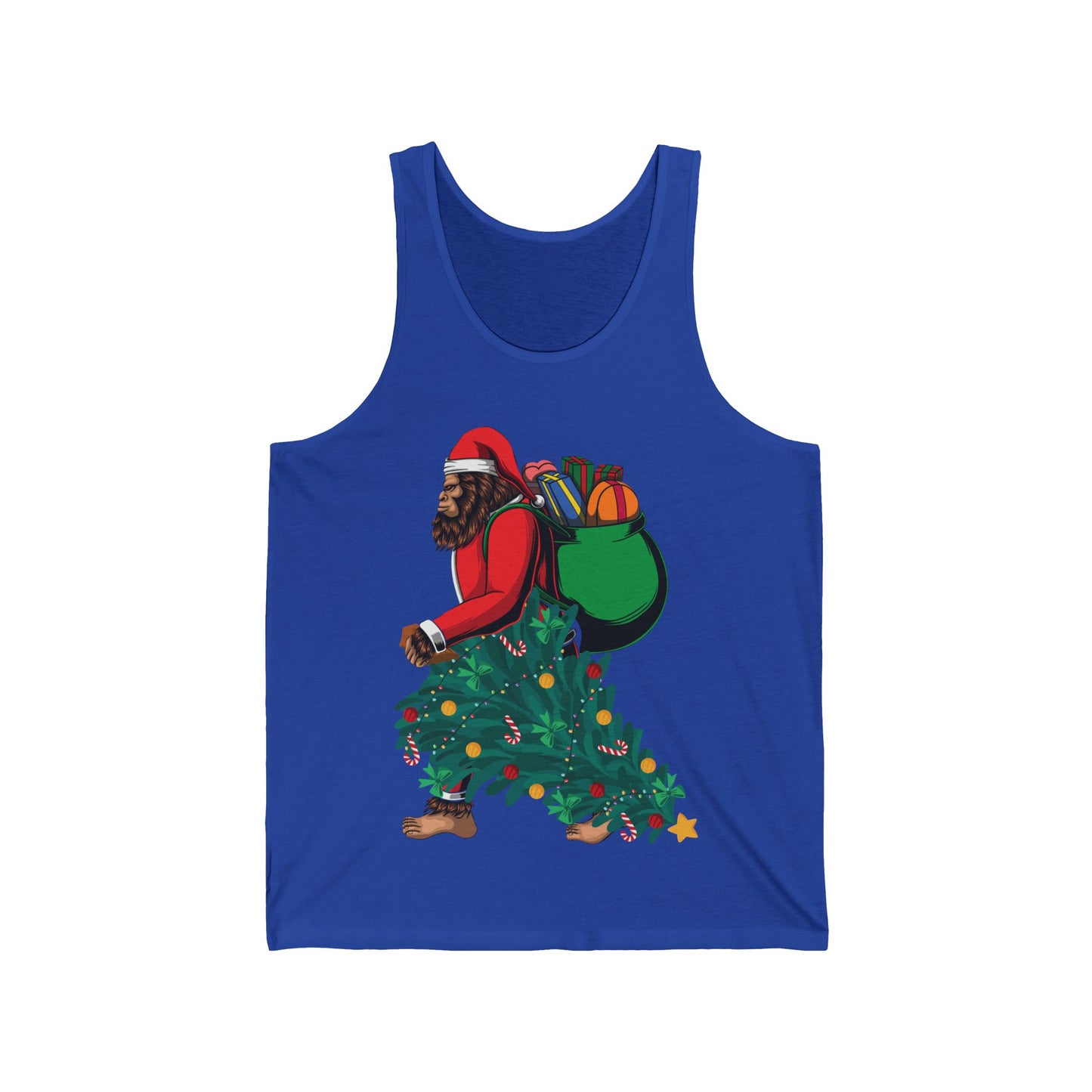 Bigfoot Santa Christmas Tree Lights Gifts Funny Xmas Sasquatch Tank Top For Men Women Tank Top