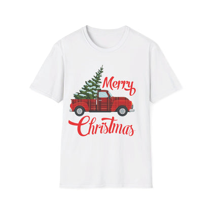 Merry Christmas Buffalo Plaid Red Truck Tree Xmas T-Shirt Men Women