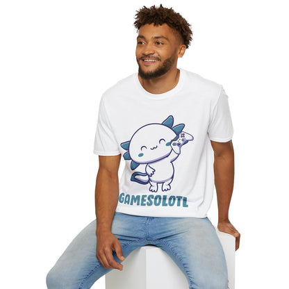 Funny Gamesolotl Gamer Axolotl Fish Playing Video Games Lizard Gaming T-Shirt Men Women