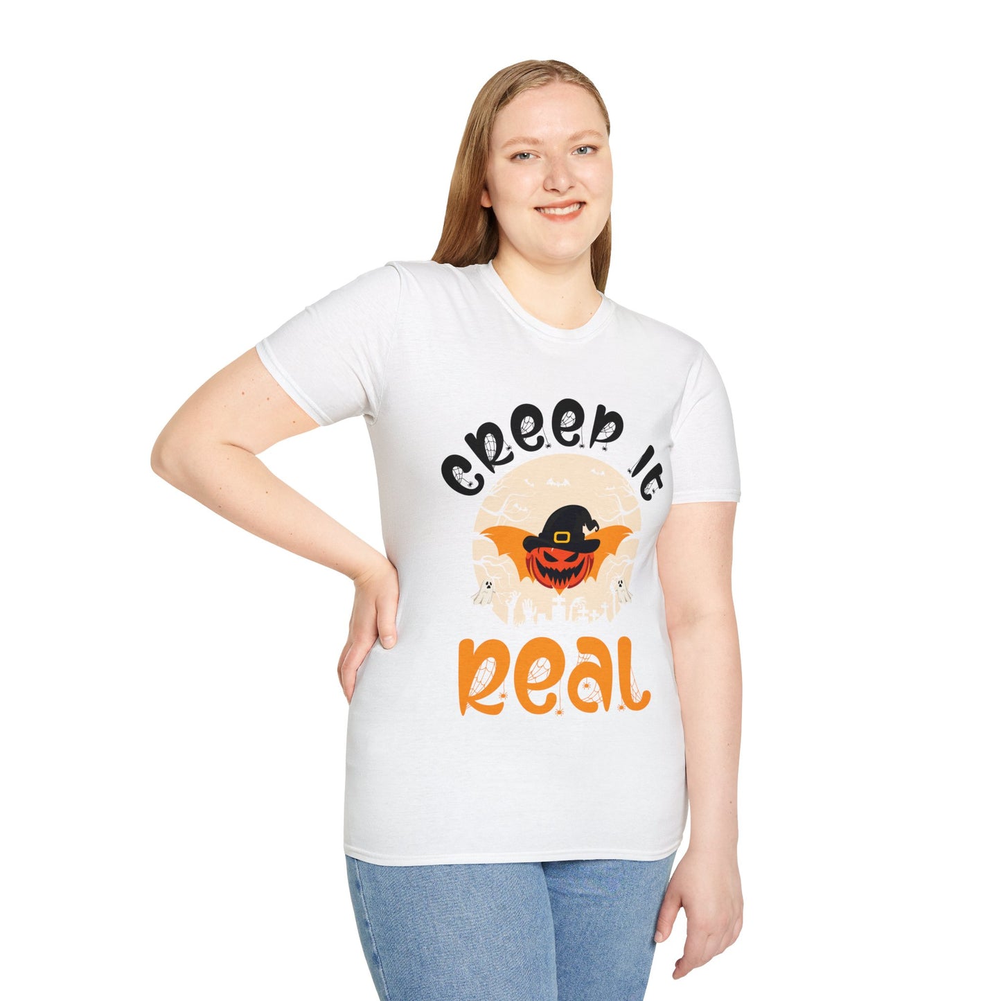 Funny Halloween Creep it Real Vintage Ghost Halloween  T-Shirt Men Women