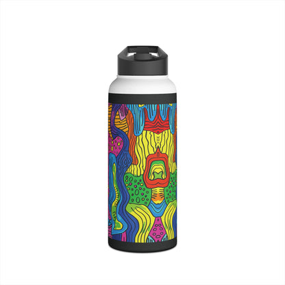 Abstract Rainbow Colored Pattern Stainless Steel Water Bottle with Twist-on Lid and Double-Wall Vacuum Insulation