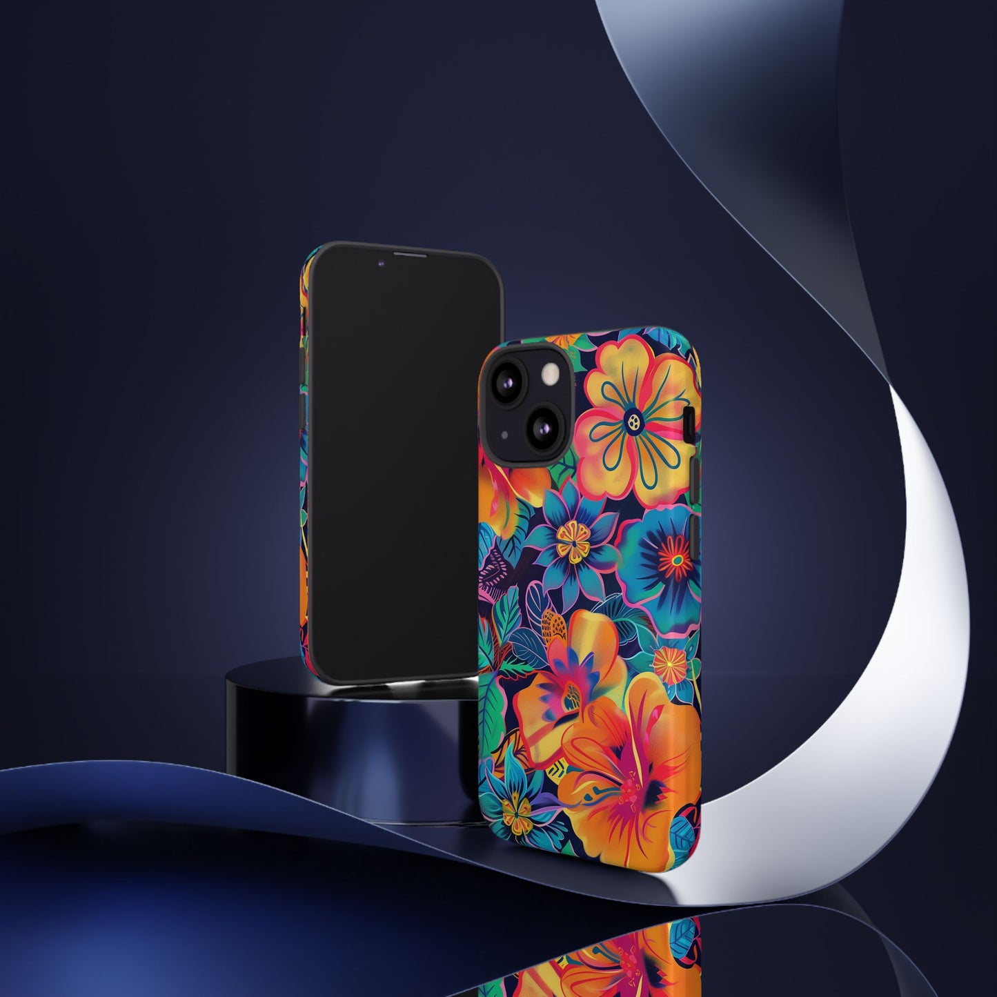 Floral Fiesta Vibrant Pattern iPhone 13 14 15 16 Pro Max Plus Case Wireless Charging Compatible Tough Cases Protection, Magnetic Phone Case for iPhone Classic Series