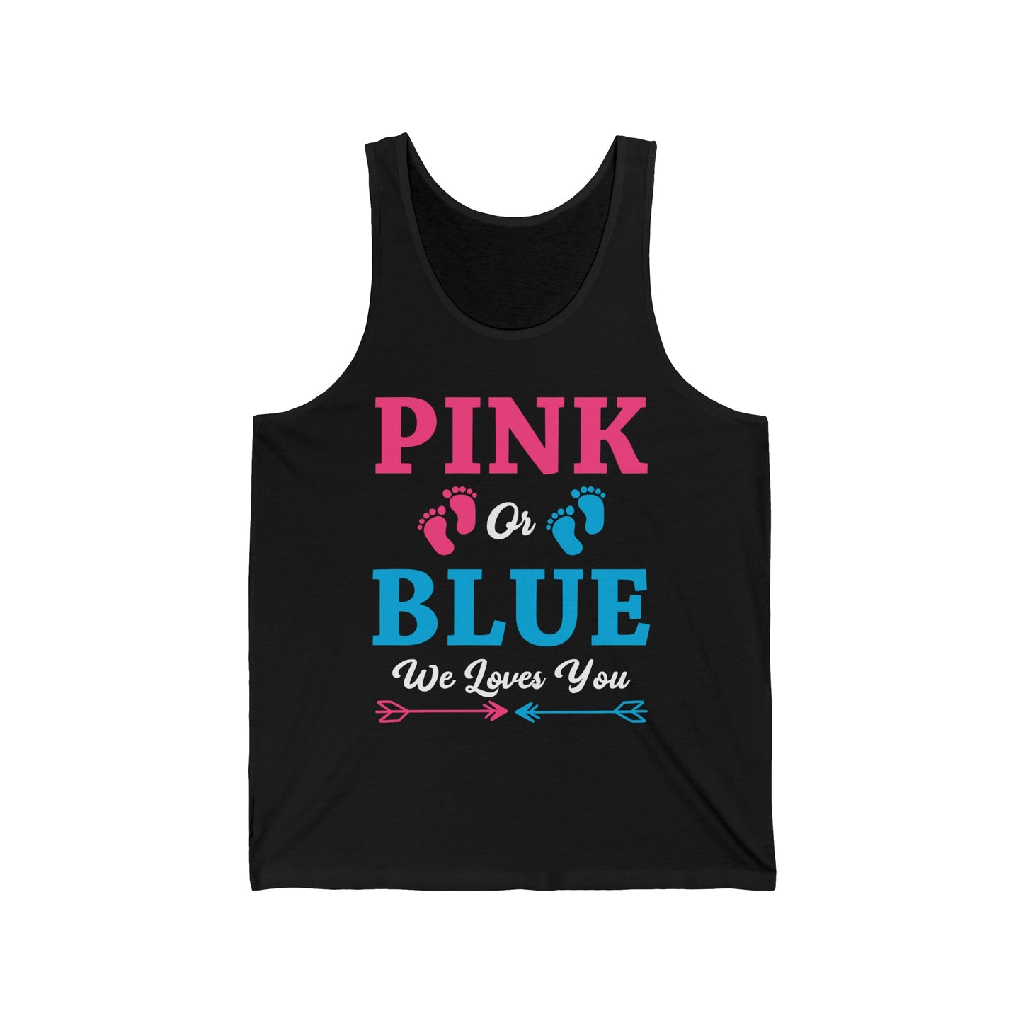 Pink Or Blue We Loves You Baby Gender Reveal Party Shower Tank Tops